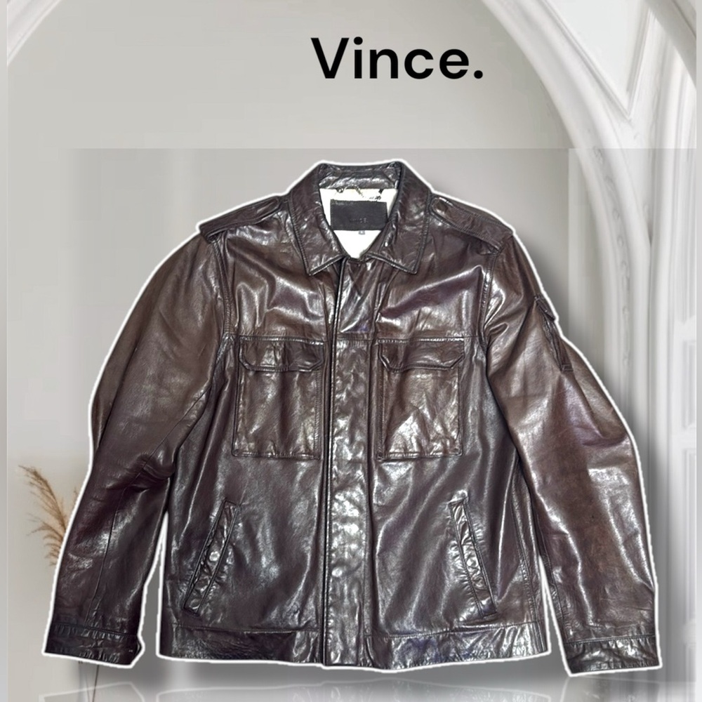 Vince Leather Bomber Jacket (Men's Large)